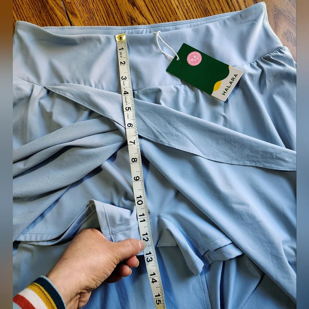 NWT Halara Breezeful 2-in-1 maxi skort high waist Asimetrica light blue ballad L - Picture 12 of 14